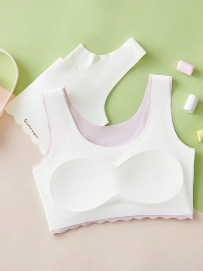5pcs/Set Multicolor Bras For Middle & High School Girl Students, Casual Sports Bras To Prevent Exposure, Designed For Teenage Girls