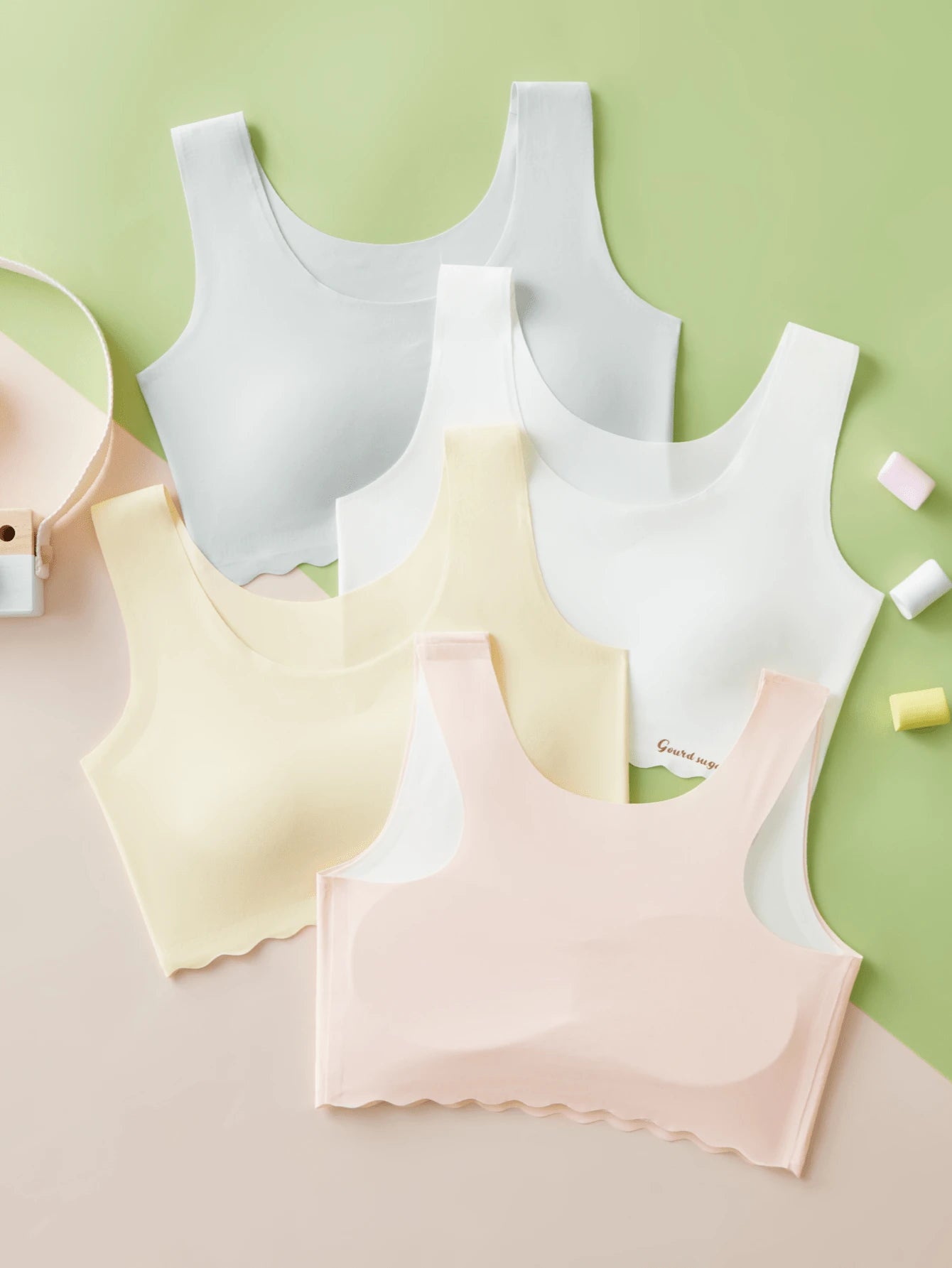 5pcs/Set Multicolor Bras For Middle & High School Girl Students, Casual Sports Bras To Prevent Exposure, Designed For Teenage Girls