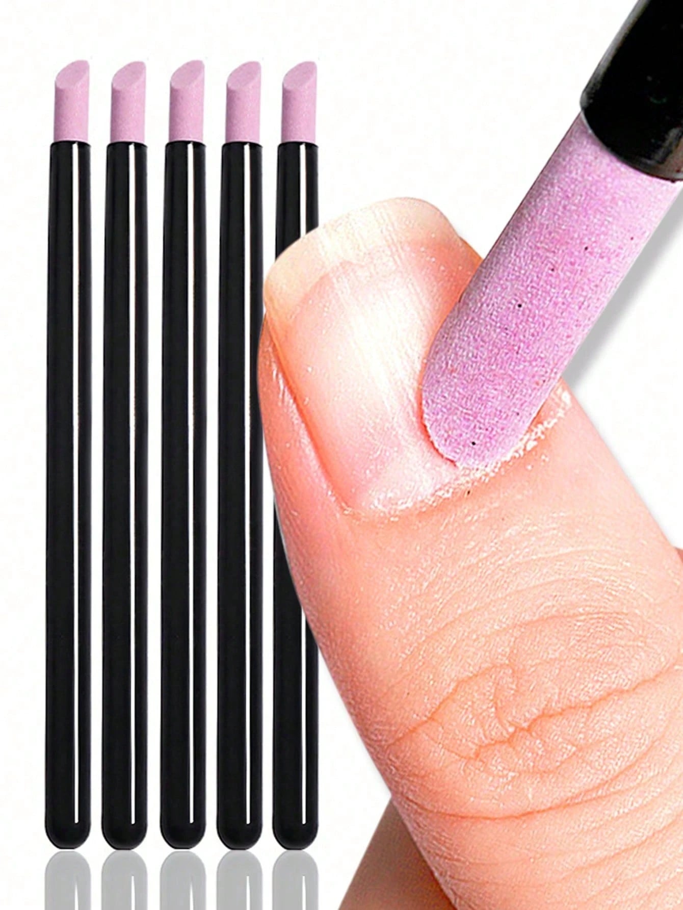 5pcs/Set Quartz Stone Nail Care Tools, Cuticle Remover, Professional Manicure Tools Include 45° Nail Pusher, Buffer Block, Foot Care Cleaner
