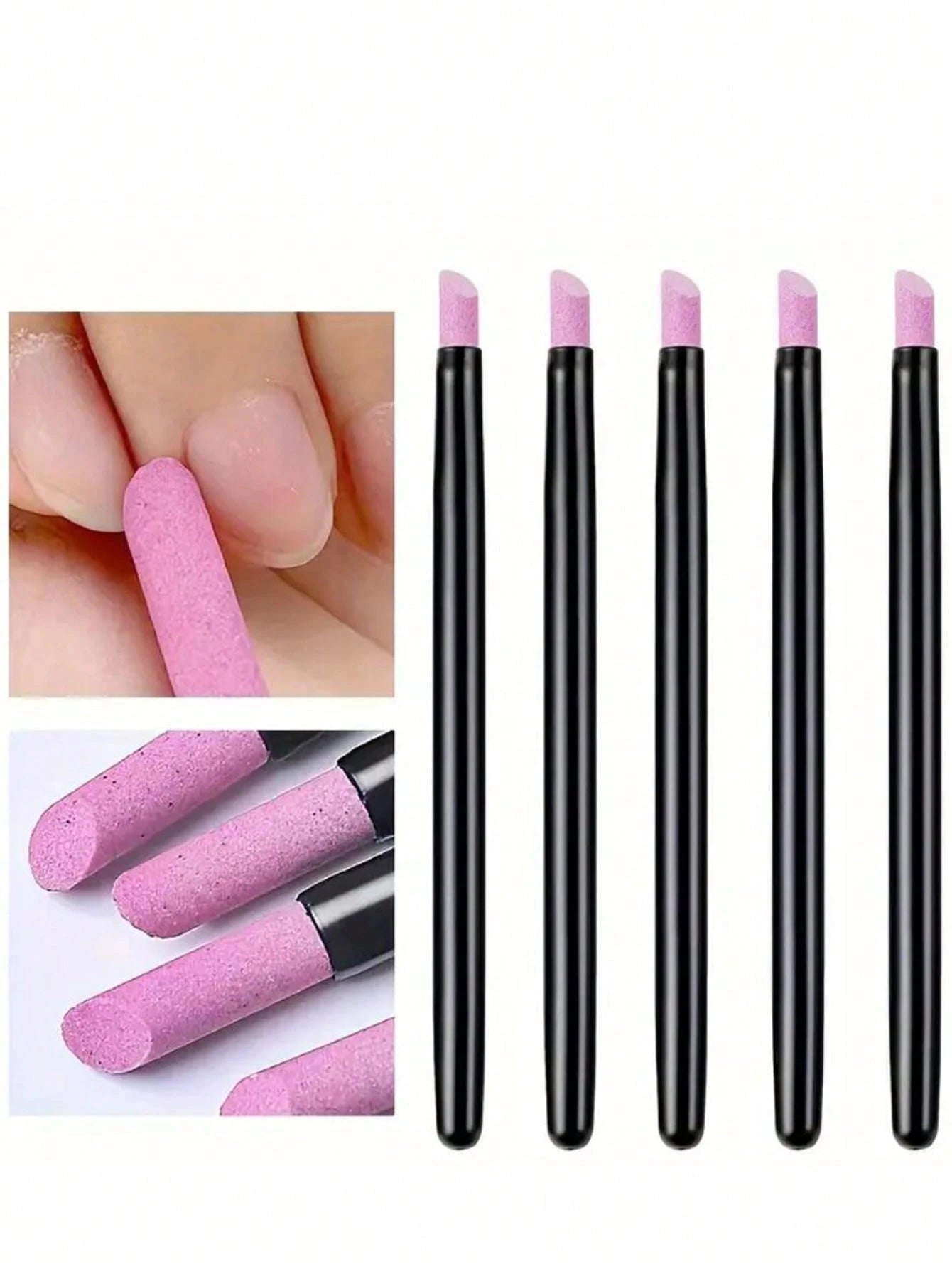 5pcs/Set Quartz Stone Nail Care Tools, Cuticle Remover, Professional Manicure Tools Include 45° Nail Pusher, Buffer Block, Foot Care Cleaner