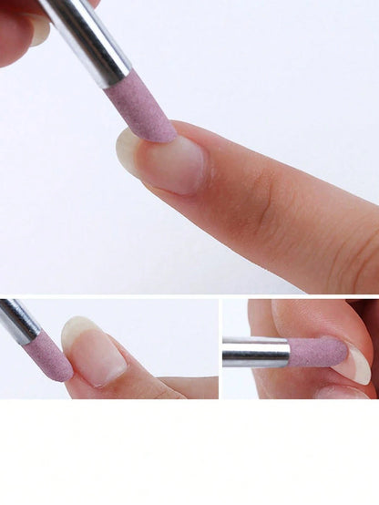 5pcs/Set Quartz Stone Nail Care Tools, Cuticle Remover, Professional Manicure Tools Include 45° Nail Pusher, Buffer Block, Foot Care Cleaner