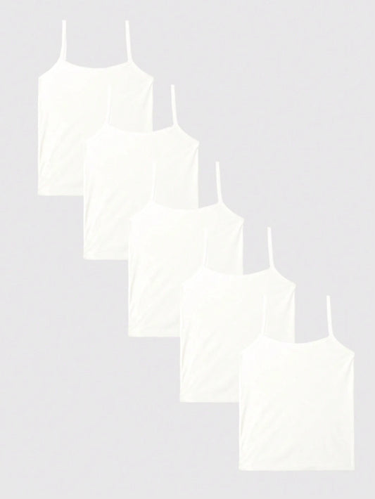5pcs/Set Teenage Girls Solid Color All-Match Versatile Camisole Tank Top