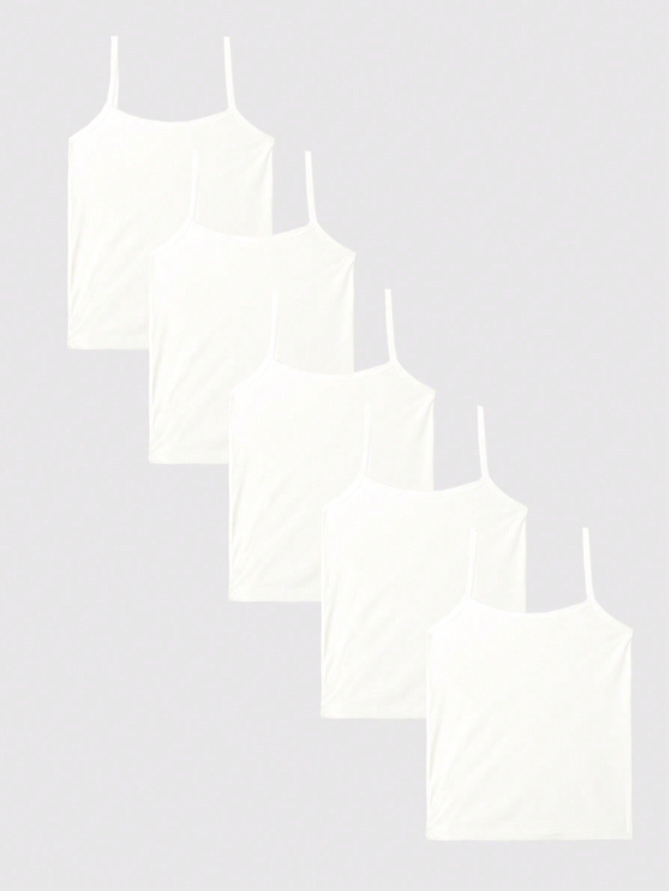 5pcs/Set Teenage Girls Solid Color All-Match Versatile Camisole Tank Top