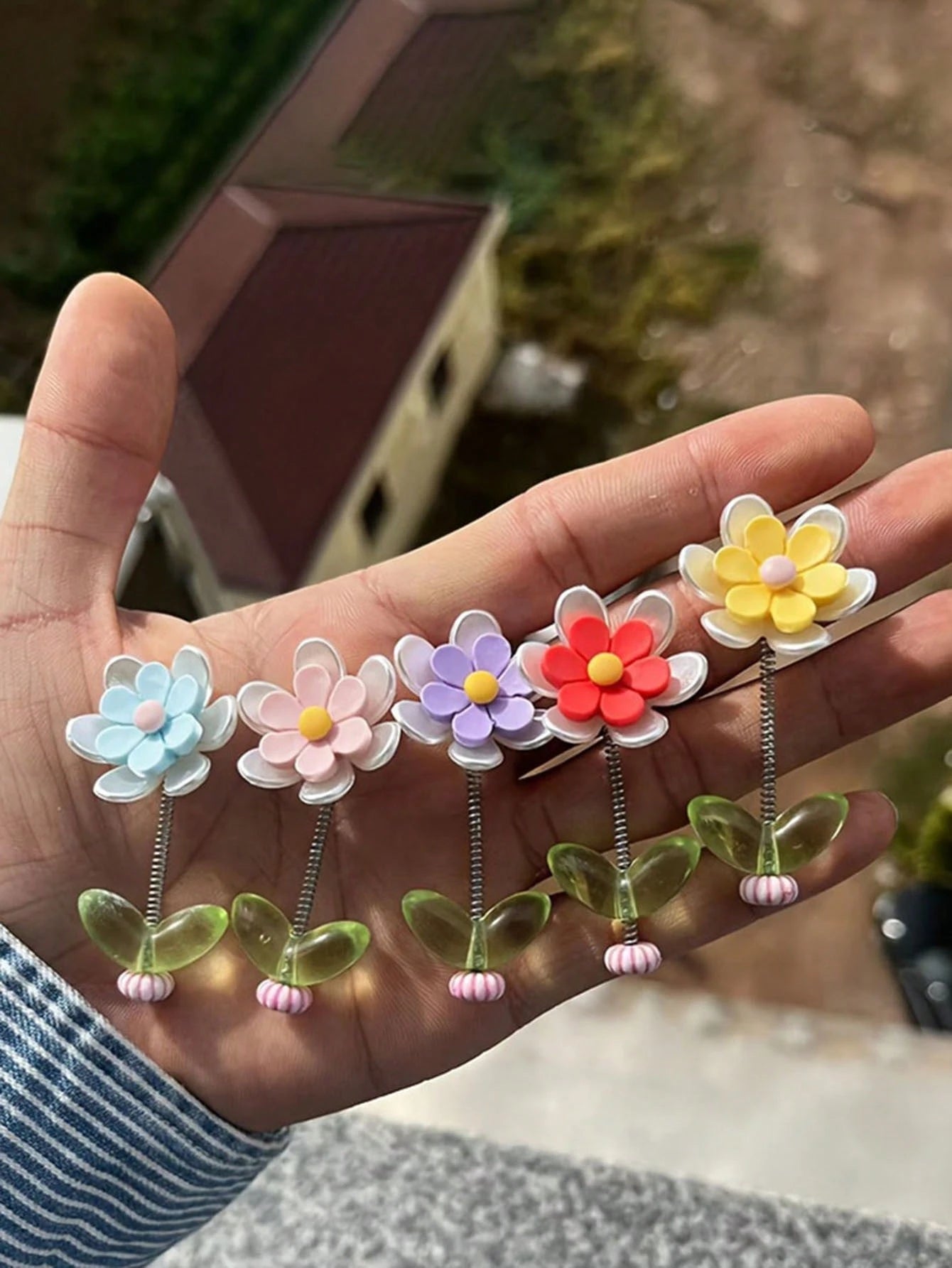 5pcs Shaking Flowers Car Dashboard Decoration, Car And RoomInterior Decoration, Can Be Used For Car Window Side Rearview Mirror