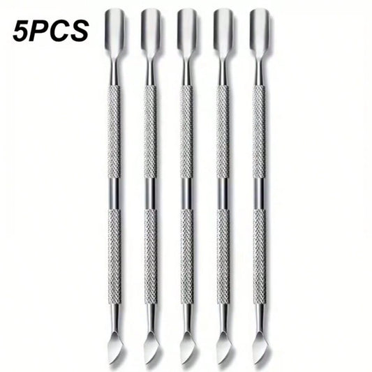 5PCS Stainless Steel Cuticle Pusher Set, Dual- End Dead Skin Remover, Manicure Prep Tools For Nail Art