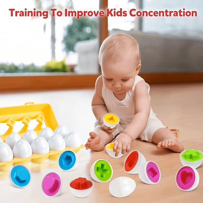 6/12pcs Colorful Egg Shaped Puzzle Toys- Helps Develop Fine Motor Skills, Hand-Eye Coordination And Shape Recognition- Ideal For Early Childhood Learning, Montessori Education And Easter Games (Colo