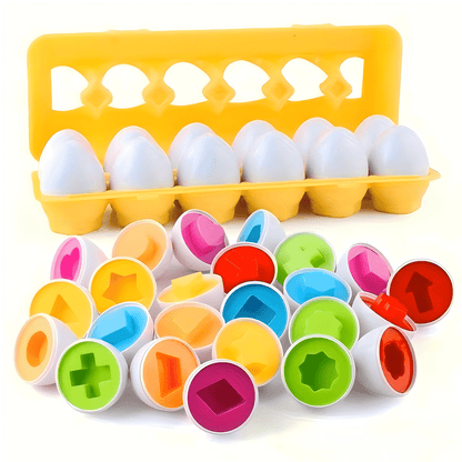 6/12pcs Colorful Egg Shaped Puzzle Toys- Helps Develop Fine Motor Skills, Hand-Eye Coordination And Shape Recognition- Ideal For Early Childhood Learning, Montessori Education And Easter Games (Colo