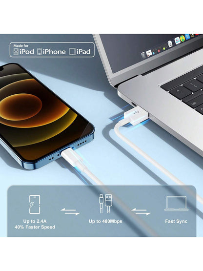 6.6FT/200cm High-Efficiency Data Transfer Fast Charging Cable Compatible With IPhone 14 Pro Max/14 Pro/14 Plus/14/13/12/11/XS/XR/8/7/6/ Series