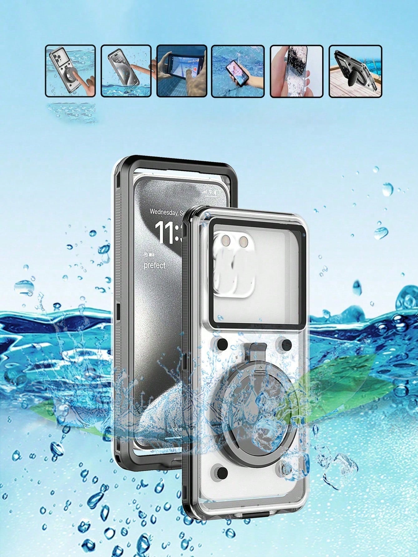 6.9 Inch Universal Waterproof Phone Case- Touchscreen With Stand, Shockproof And Dropproof- Fits All Smartphones- Perfect Gift For Water Sports Enthusiasts