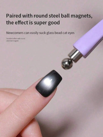 6-In-1 Cat Eye Magnetic Nail Art Tool Set, Pink Multi-Functional Cat Eye Gel Polish Magnetic Stick With Detachable Heart-Shaped Head, Strong Magnetic Nail Art Pen For Creating 3D Cat Eye, Heart, Flora