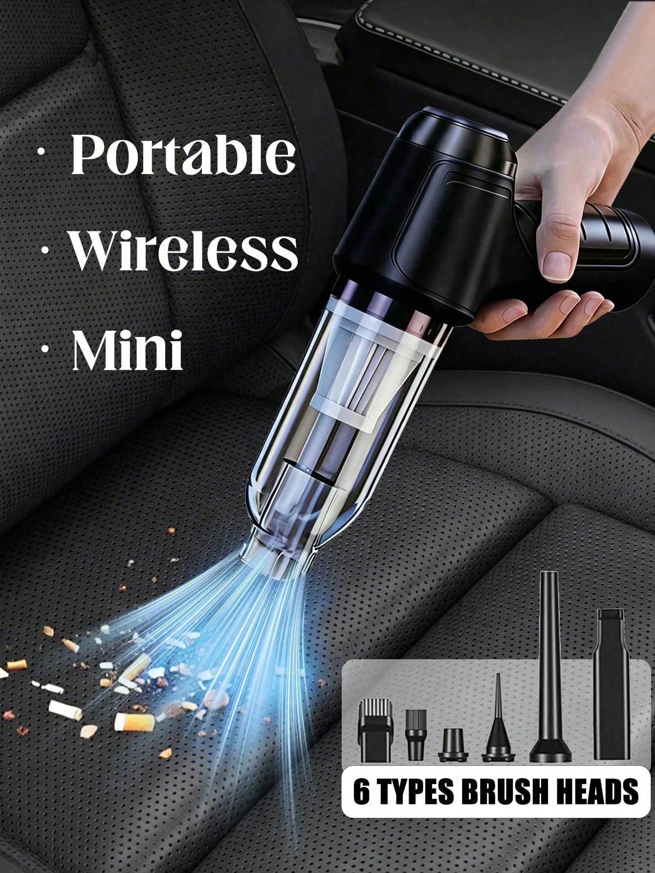6-In-1 Portable Wireless Vacuum Cleaner, 2400mAh Rechargeable Battery High Power Mini Vacuum, With Brushless Motor Air Blower And Pump, Handheld Vacuum Cleaner, Suitable For Car, Home, Office, Camping