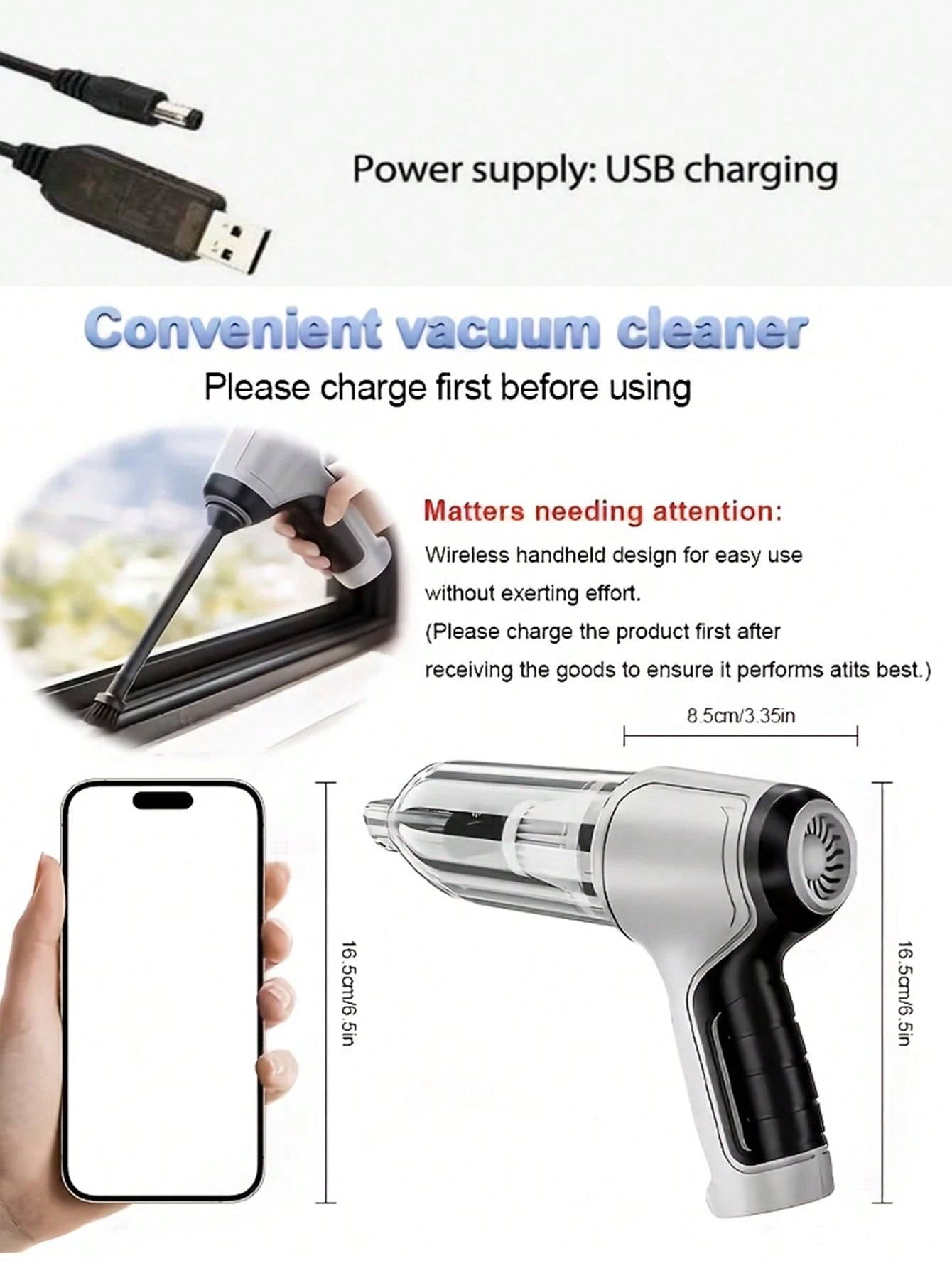 6-In-1 Portable Wireless Vacuum Cleaner, 2400mAh Rechargeable Battery High Power Mini Vacuum, With Brushless Motor Air Blower And Pump, Handheld Vacuum Cleaner, Suitable For Car, Home, Office, Camping