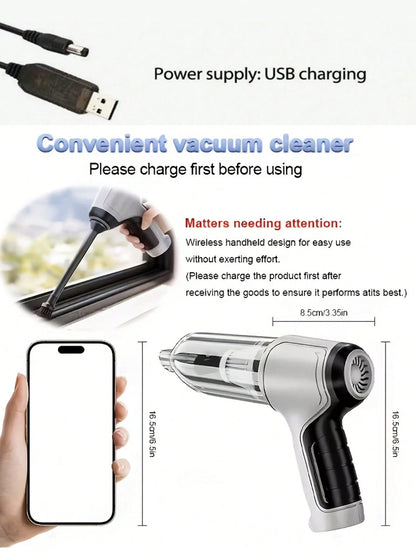 6-In-1 Portable Wireless Vacuum Cleaner, 2400mAh Rechargeable Battery High Power Mini Vacuum, With Brushless Motor Air Blower And Pump, Handheld Vacuum Cleaner, Suitable For Car, Home, Office, Camping