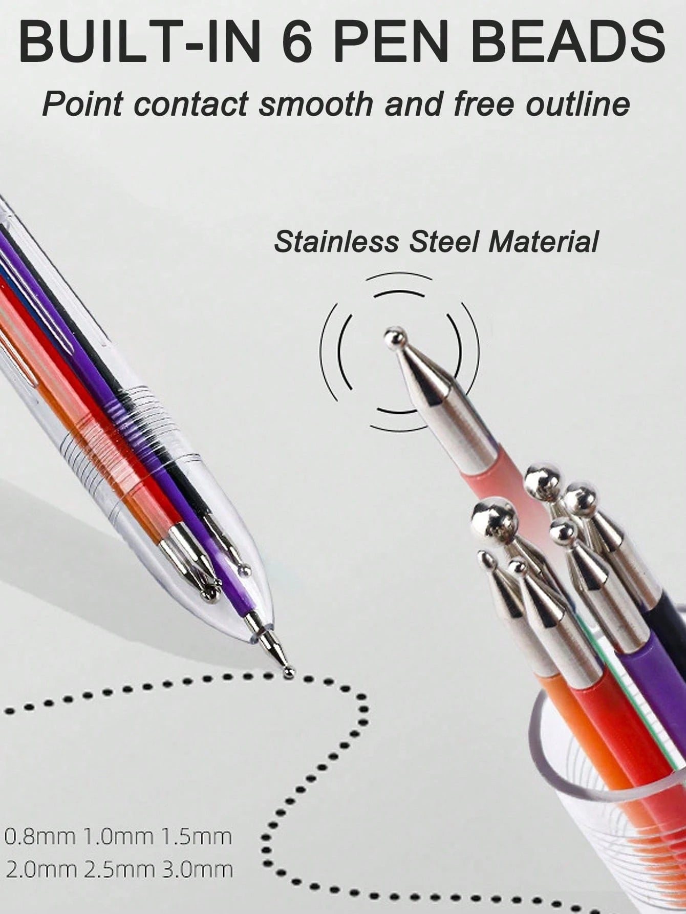 6-In-1 Professional Nail Art Dotting Pen, Pressure Activated, 6 Rotating Drill Bits & Gems Multi-Function Nail Art Tool, Suitable For Painting, Gradient, Striping, Dotting, Ideal For Nail Salons And B