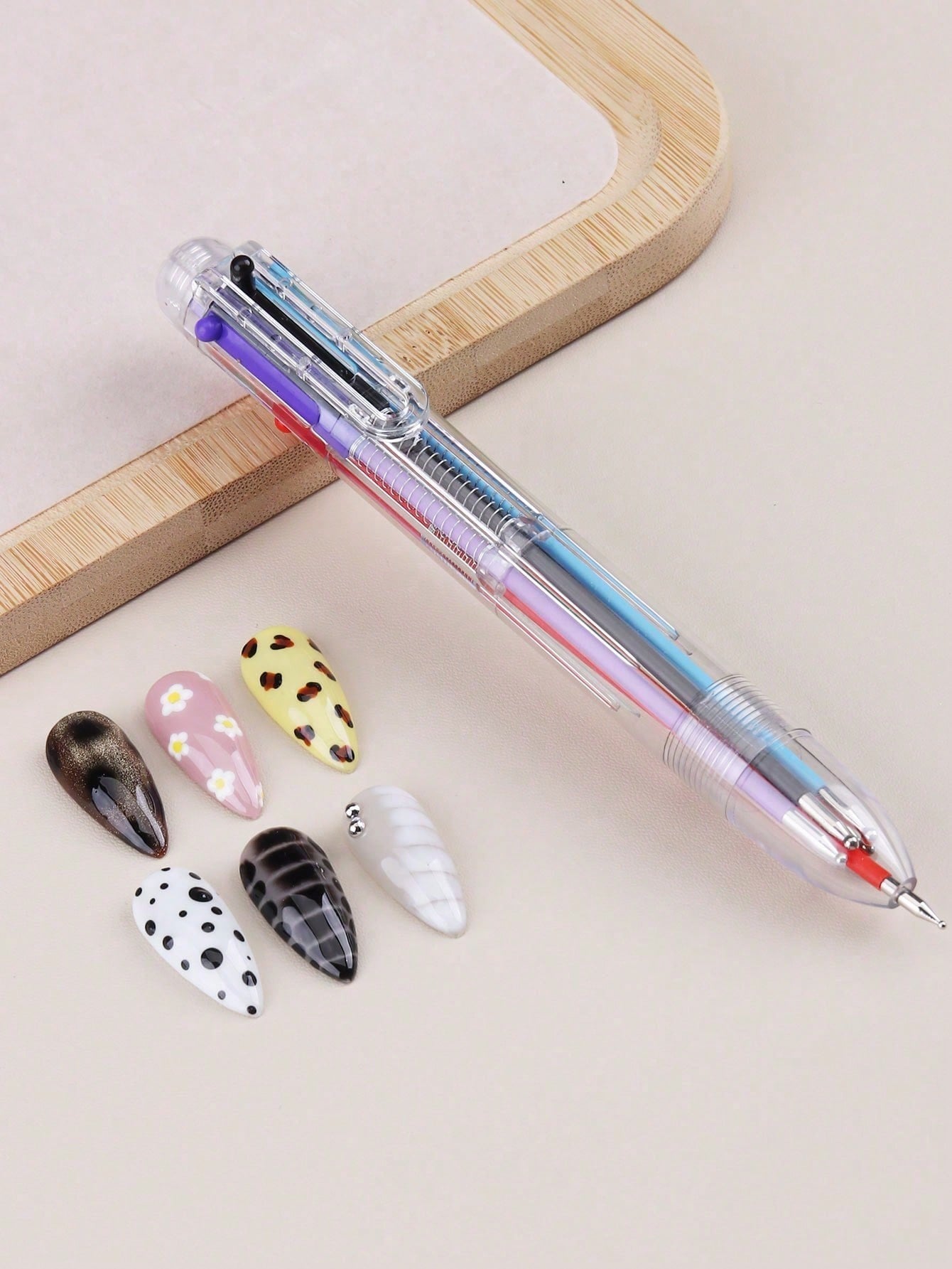 6-In-1 Professional Nail Art Dotting Pen, Pressure Activated, 6 Rotating Drill Bits & Gems Multi-Function Nail Art Tool, Suitable For Painting, Gradient, Striping, Dotting, Ideal For Nail Salons And B