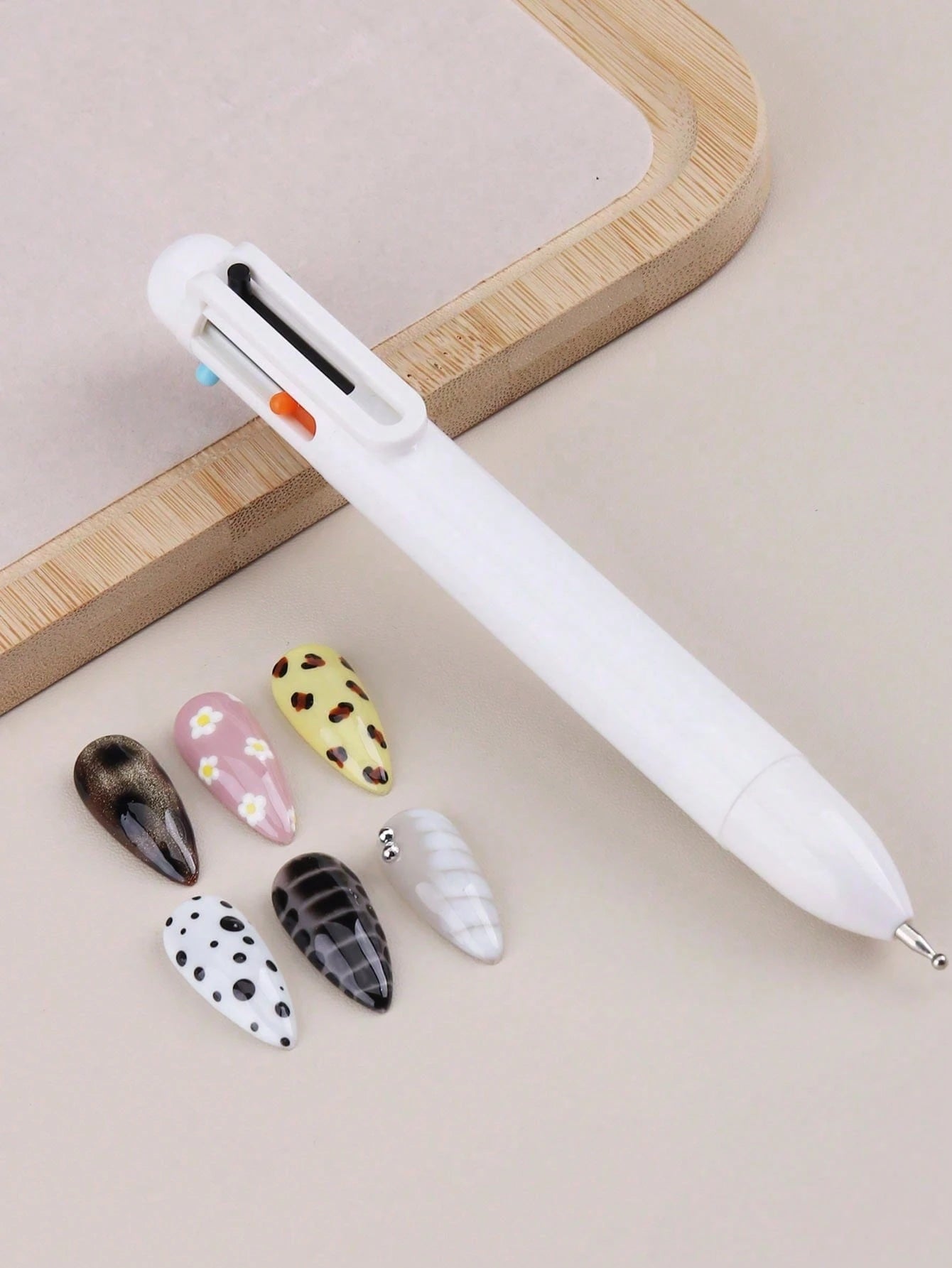 6-In-1 Professional Nail Art Dotting Pen, Pressure Activated, 6 Rotating Drill Bits & Gems Multi-Function Nail Art Tool, Suitable For Painting, Gradient, Striping, Dotting, Ideal For Nail Salons And B