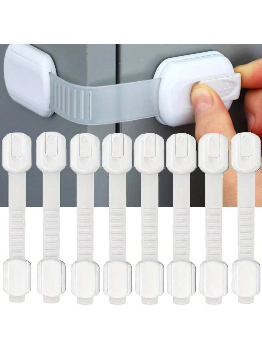 6-Pack/8-Pack Baby Locks – Secure, Quick, Easy Adhesive Cabinet Latches, No-Screw & Magnet-Free,Multi-Purpose For Furniture,Kitchen, Oven,Toilet Seat