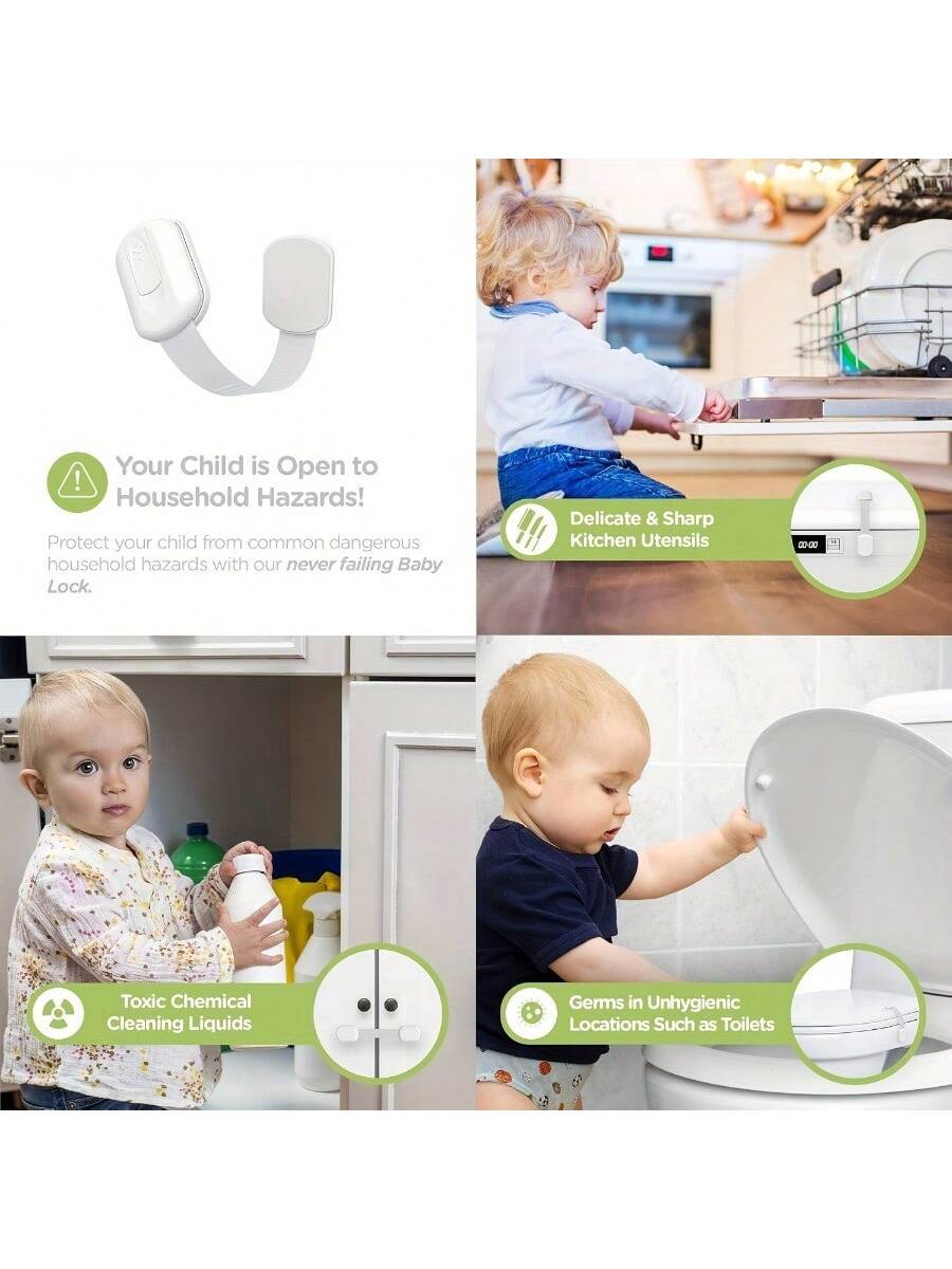 6-Pack/8-Pack Baby Locks – Secure, Quick, Easy Adhesive Cabinet Latches, No-Screw & Magnet-Free,Multi-Purpose For Furniture,Kitchen, Oven,Toilet Seat