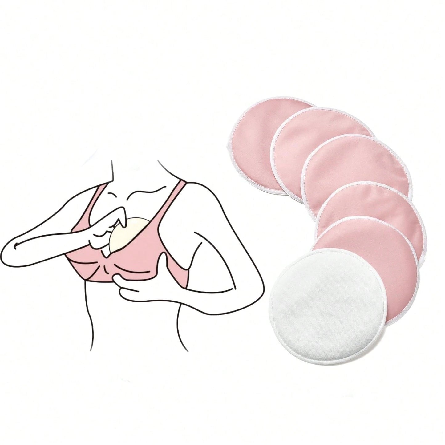 6-Pack Nursing Pads- Washable Breast Pads For Breastfeeding, Nursing Bra Nipple Pads For Breastfeeding, Pumping Bra Reusable Breast Pads