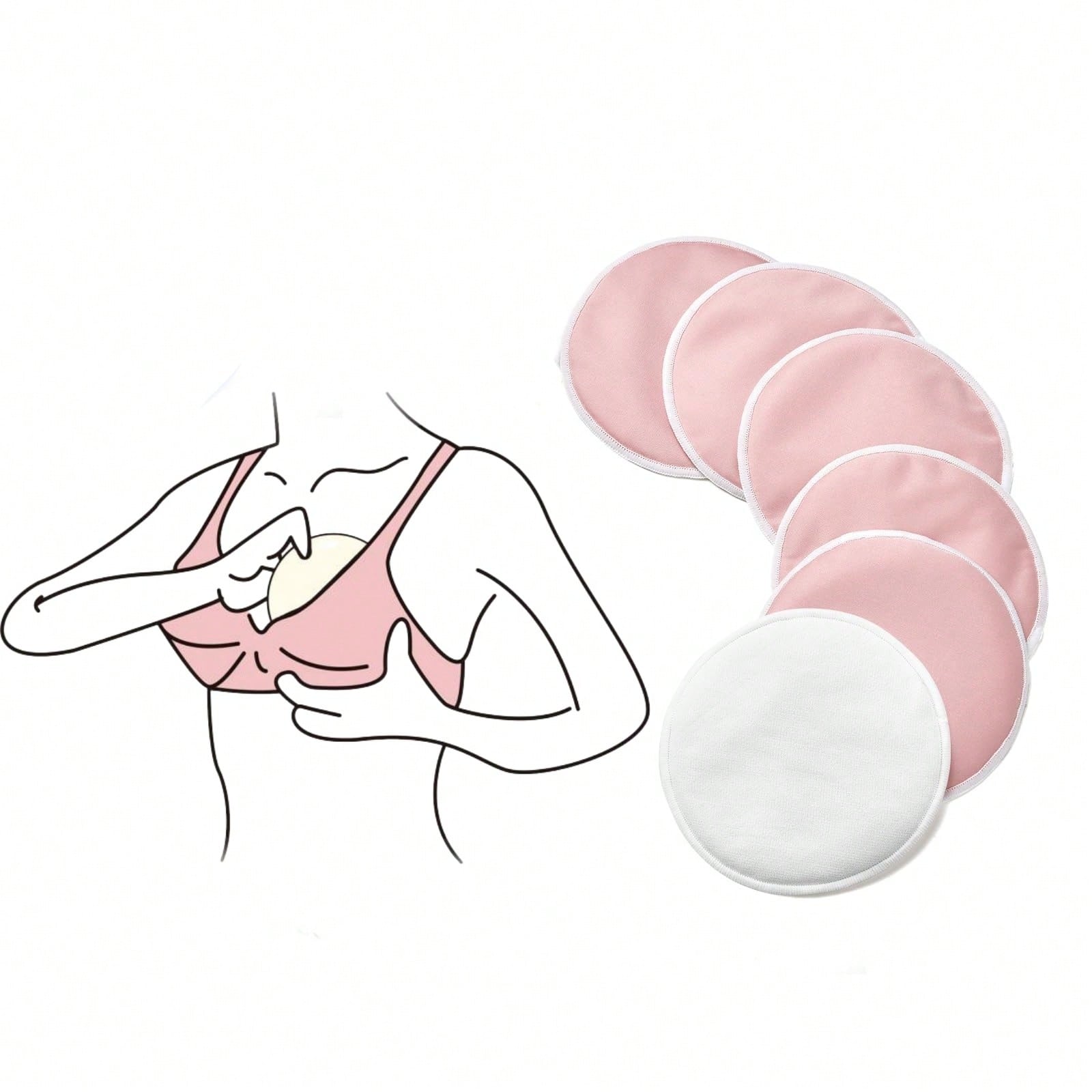 6-Pack Nursing Pads- Washable Breast Pads For Breastfeeding, Nursing Bra Nipple Pads For Breastfeeding, Pumping Bra Reusable Breast Pads