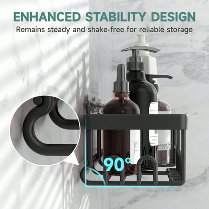 6 Pcs-Shower Caddy, Bathroom Shower Organizers, Black Shower Shelves For Inside Shower, Stainless Steel Wall Rack Baskets Adhesives Mounted Baskets, Bins & Containers Back To School