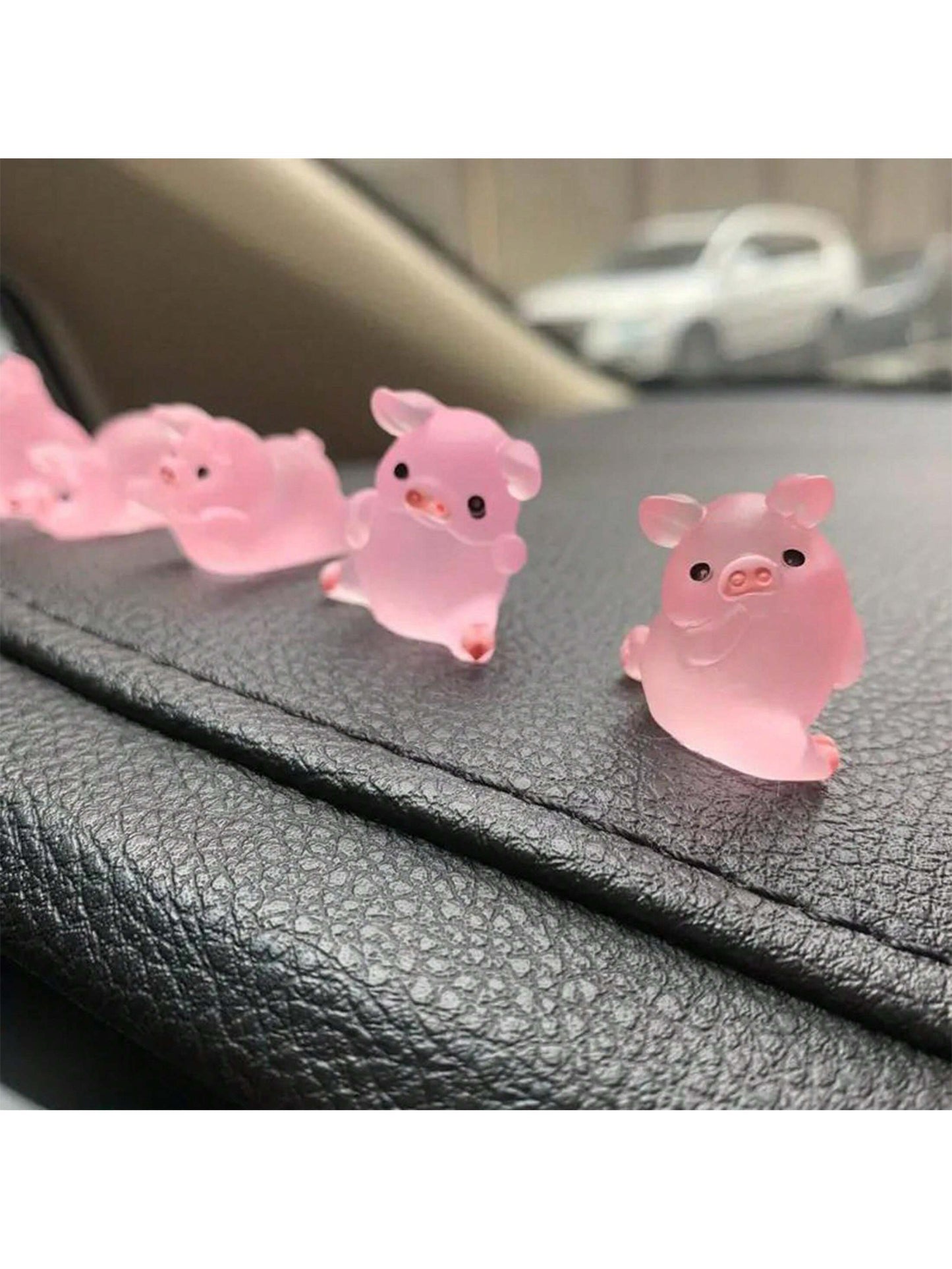 6-Piece Luminous Cute Mini Pig Car Decoration DIY Cream Glue Resin Accessories Creative Center Console Decoration