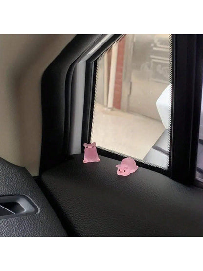 6-Piece Luminous Cute Mini Pig Car Decoration DIY Cream Glue Resin Accessories Creative Center Console Decoration