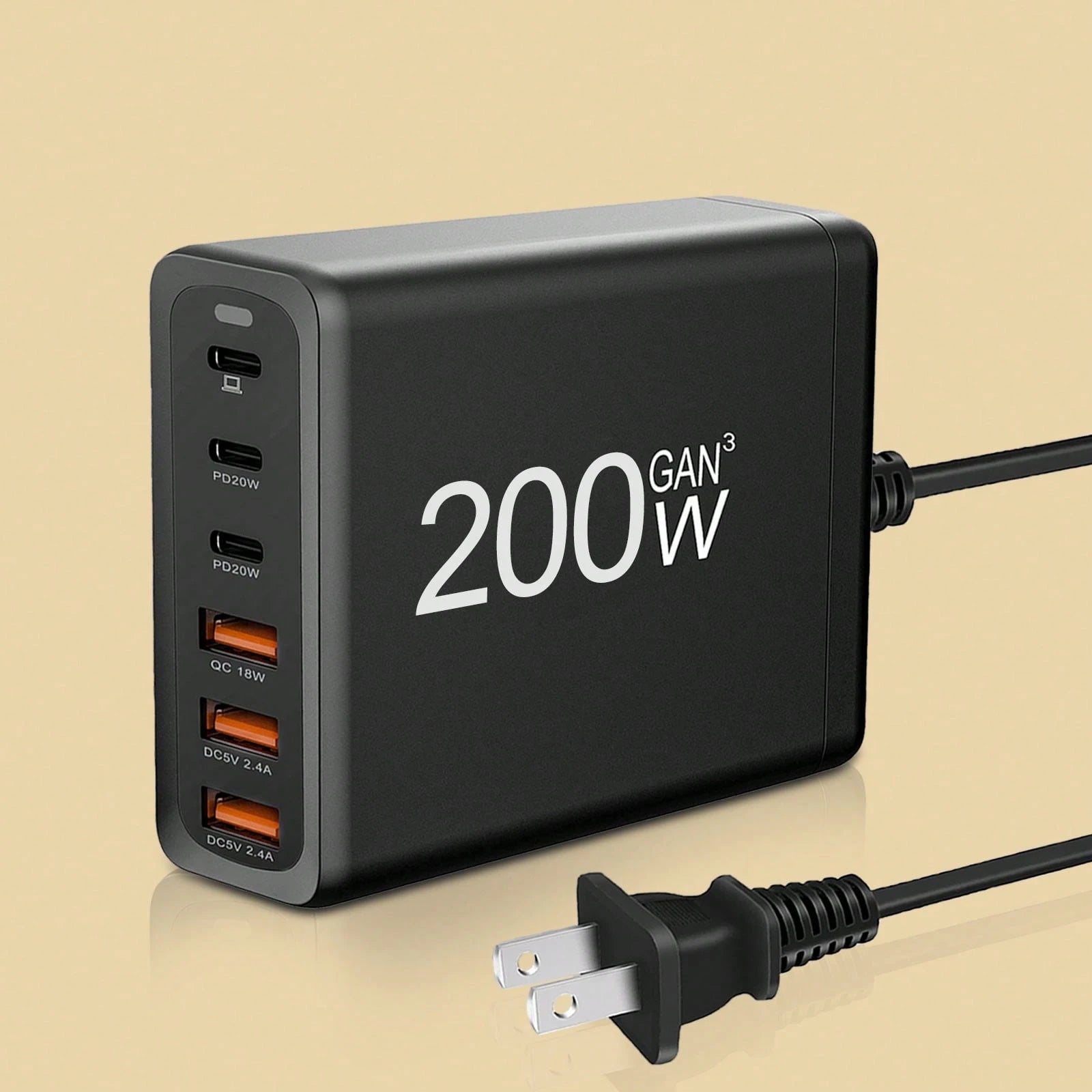 6-Port GaN Charging Station: All-In-One Multi-Device Charger – Portable Office Desk Accessories With Extension Cord For Home & Office| Local Warehouse