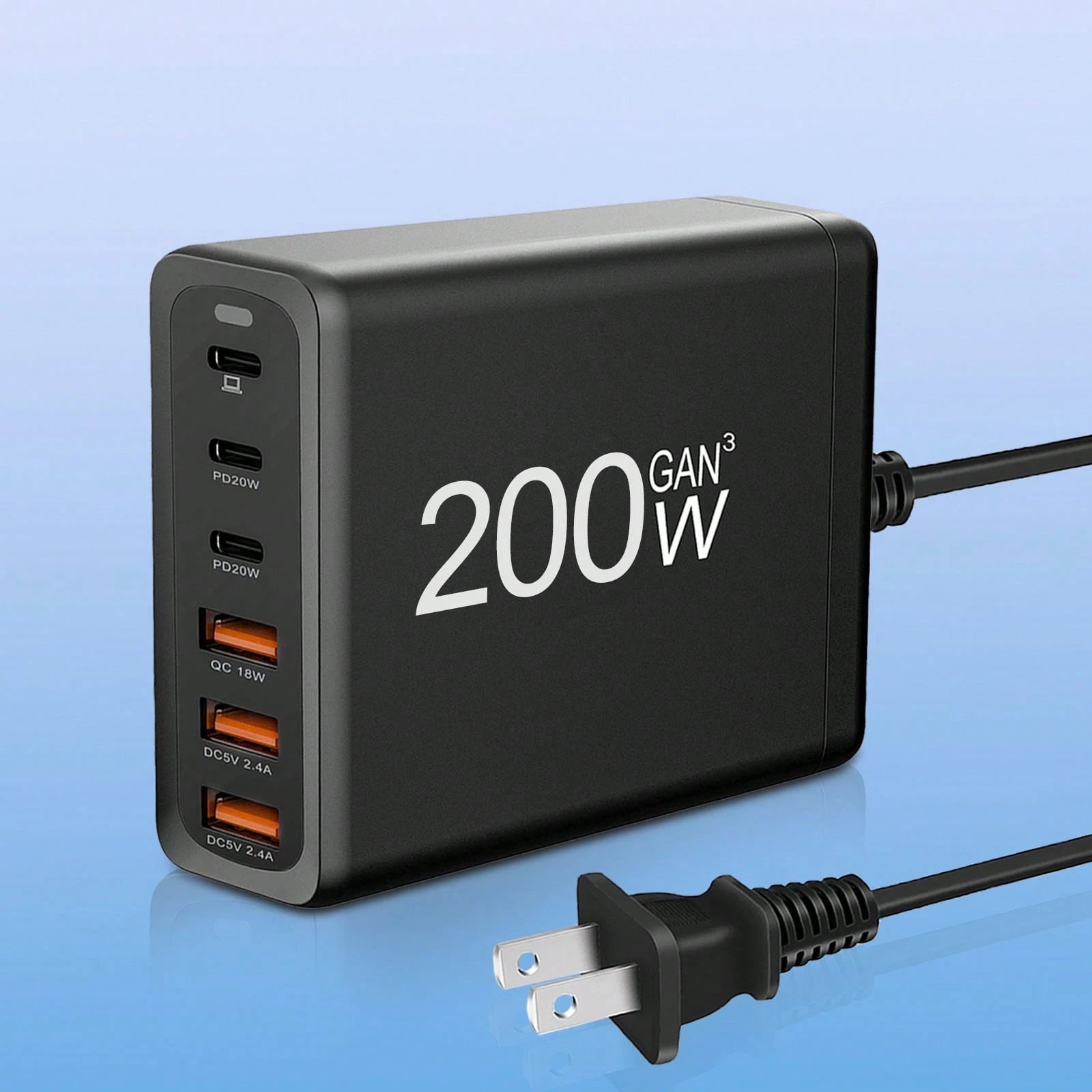 6-Port GaN Charging Station: All-In-One Multi-Device Charger – Portable Office Desk Accessories With Extension Cord For Home & Office| Local Warehouse