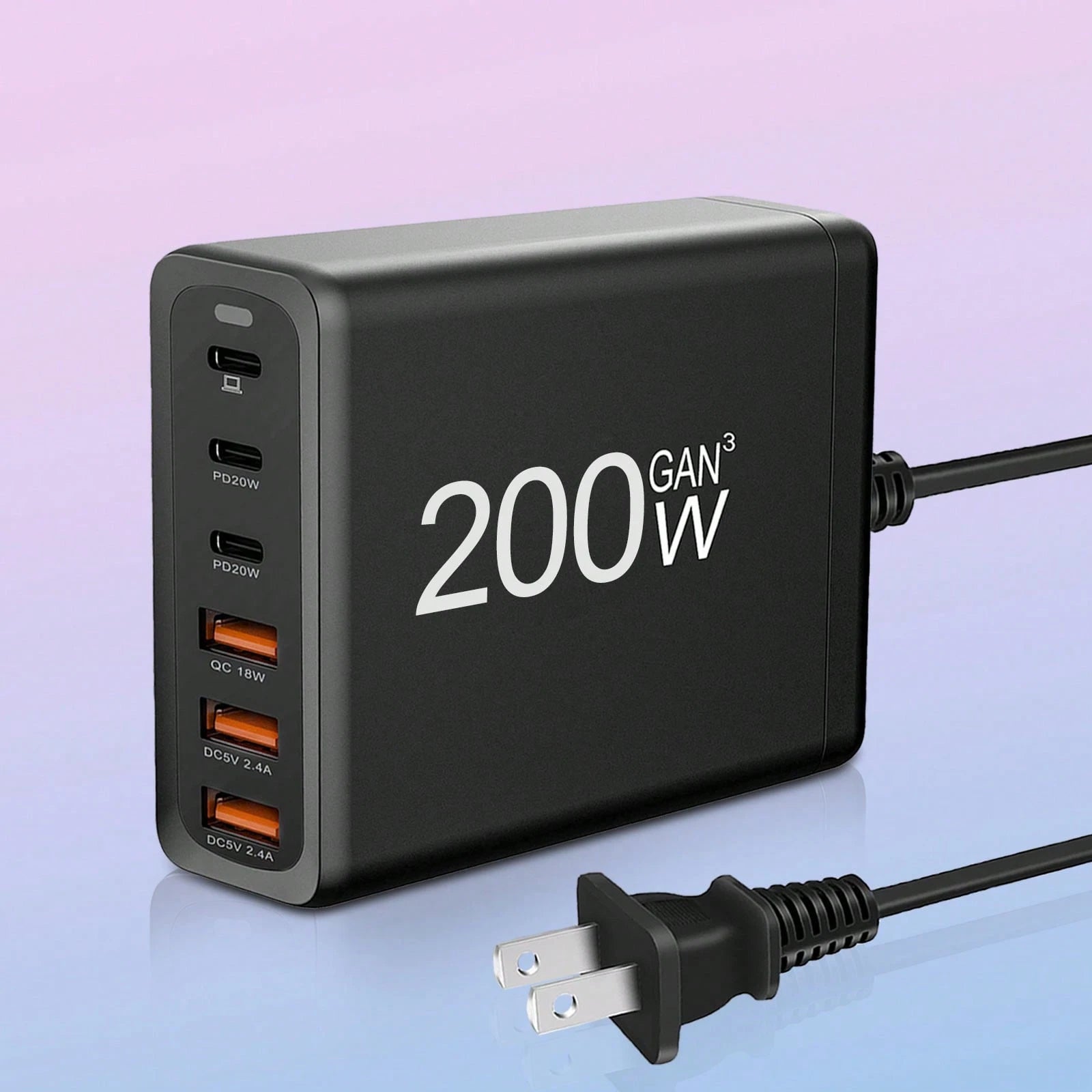 6-Port GaN Charging Station: All-In-One Multi-Device Charger – Portable Office Desk Accessories With Extension Cord For Home & Office| Local Warehouse