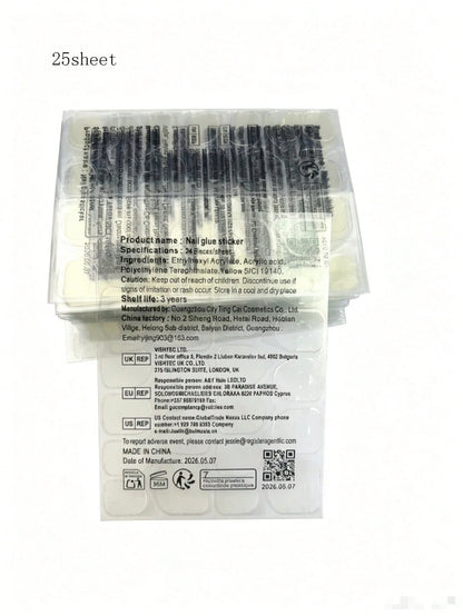 600pcs (25 Sheets) Double-Sided Jelly Gel Nail Stickers, Suitable For Press-On Manicure