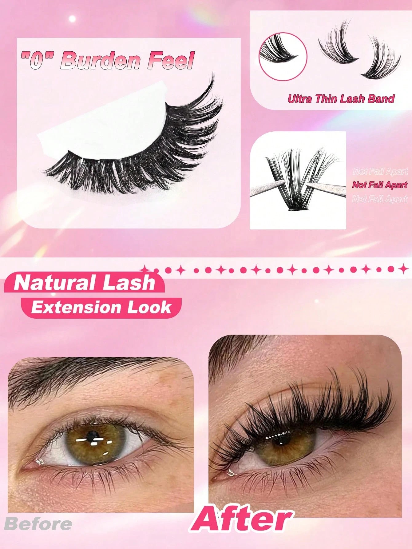632pcs Large Capacity EyelashBook 8D Super Soft Comfortable High Quality DIYEyelash Clusters RussianEyelash DIYEyelash Extensions 6 Styles Eyelash Clusters Suitable For Daily Makeup,Party, Stage, Cosp