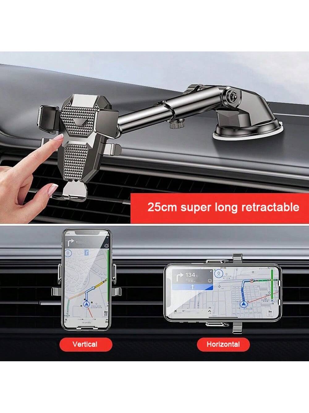 [66lbs Strong Suction Cup][Thick Case & Big Phone Friendly] Universal Car Phone Holder, Dashboard & Windshield Mounting, Compatible With IPhone 16/15/14/13/12