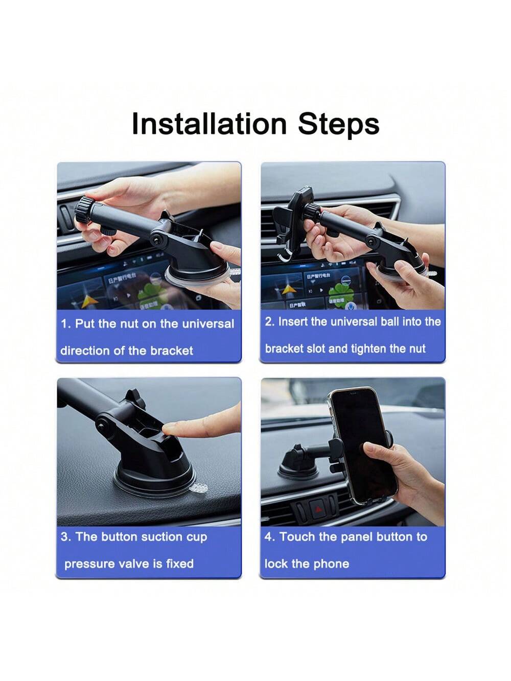 [66lbs Strong Suction Cup][Thick Case & Big Phone Friendly] Universal Car Phone Holder, Dashboard & Windshield Mounting, Compatible With IPhone 16/15/14/13/12