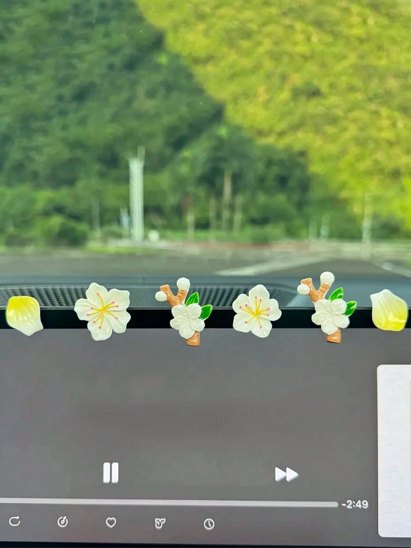 6pcs Car Interior Decor Accessories- 3D Peach Blossom Car Dashboard Screen Decor