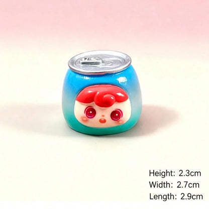 6pcs Cute Cartoon Can-Shaped Resin Figurine Set, Kawaii Mini Doll Decor, Colorful Beverage Can Design Desktop Ornament, Suitable For Home Display
