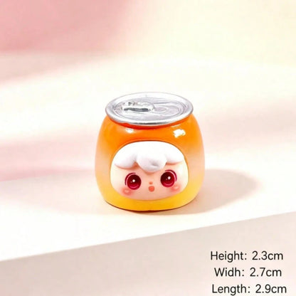 6pcs Cute Cartoon Can-Shaped Resin Figurine Set, Kawaii Mini Doll Decor, Colorful Beverage Can Design Desktop Ornament, Suitable For Home Display
