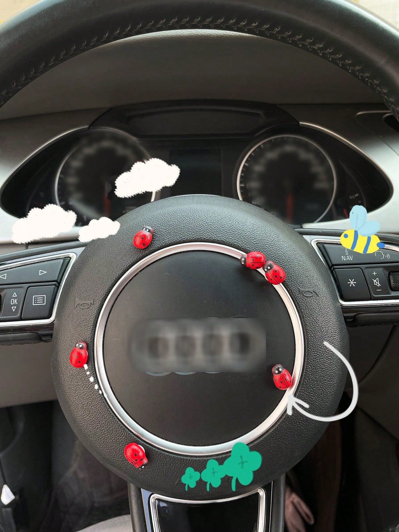 6pcs Ladybug Car Interior Decor, Freely Adhesive, Cute And Fun