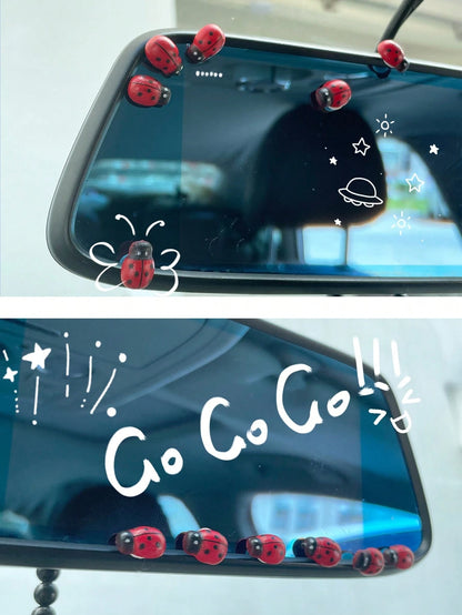 6pcs Ladybug Car Interior Decor, Freely Adhesive, Cute And Fun