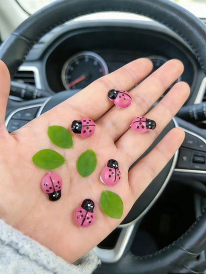6pcs Ladybug Car Interior Decor, Freely Adhesive, Cute And Fun