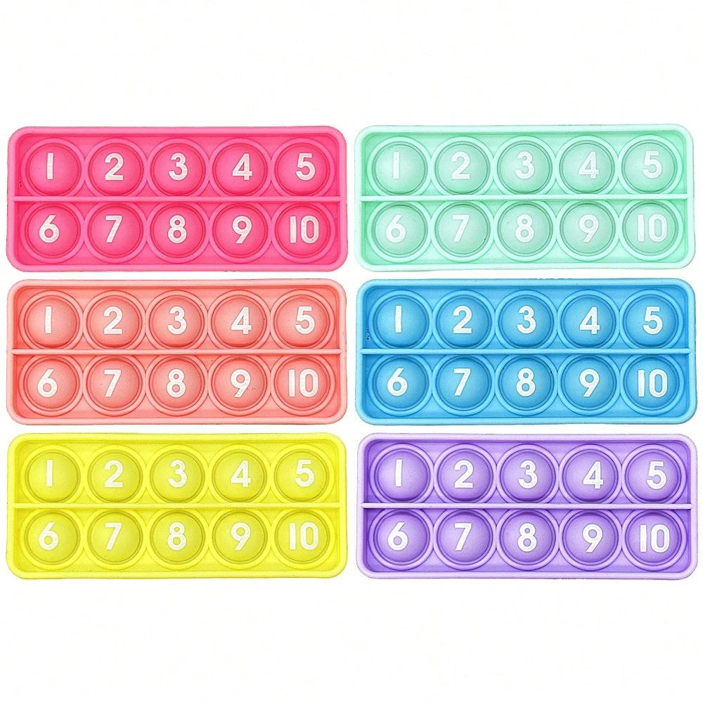 6pcs/Pack 10-Grid Math Game, Numeric Counting Learning Toy, Sensory Bubble Squeeze Stress Relief Toy, Children Classroom Supplies, Educational Stationery