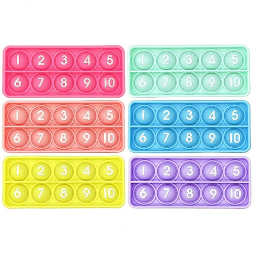6pcs/Pack 10-Grid Math Game, Numeric Counting Learning Toy, Sensory Bubble Squeeze Stress Relief Toy, Children Classroom Supplies, Educational Stationery