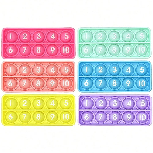 6pcs/Pack 10-Grid Math Game, Numeric Counting Learning Toy, Sensory Bubble Squeeze Stress Relief Toy, Children Classroom Supplies, Educational Stationery