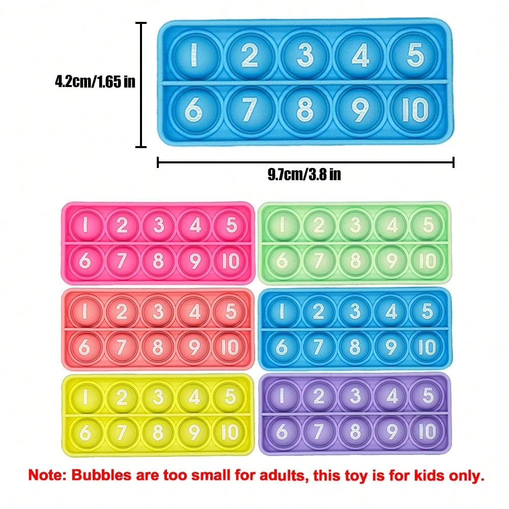 6pcs/Pack 10-Grid Math Game, Numeric Counting Learning Toy, Sensory Bubble Squeeze Stress Relief Toy, Children Classroom Supplies, Educational Stationery