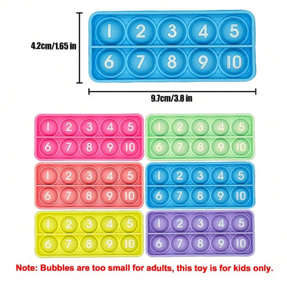 6pcs/Pack 10-Grid Math Game, Numeric Counting Learning Toy, Sensory Bubble Squeeze Stress Relief Toy, Children Classroom Supplies, Educational Stationery