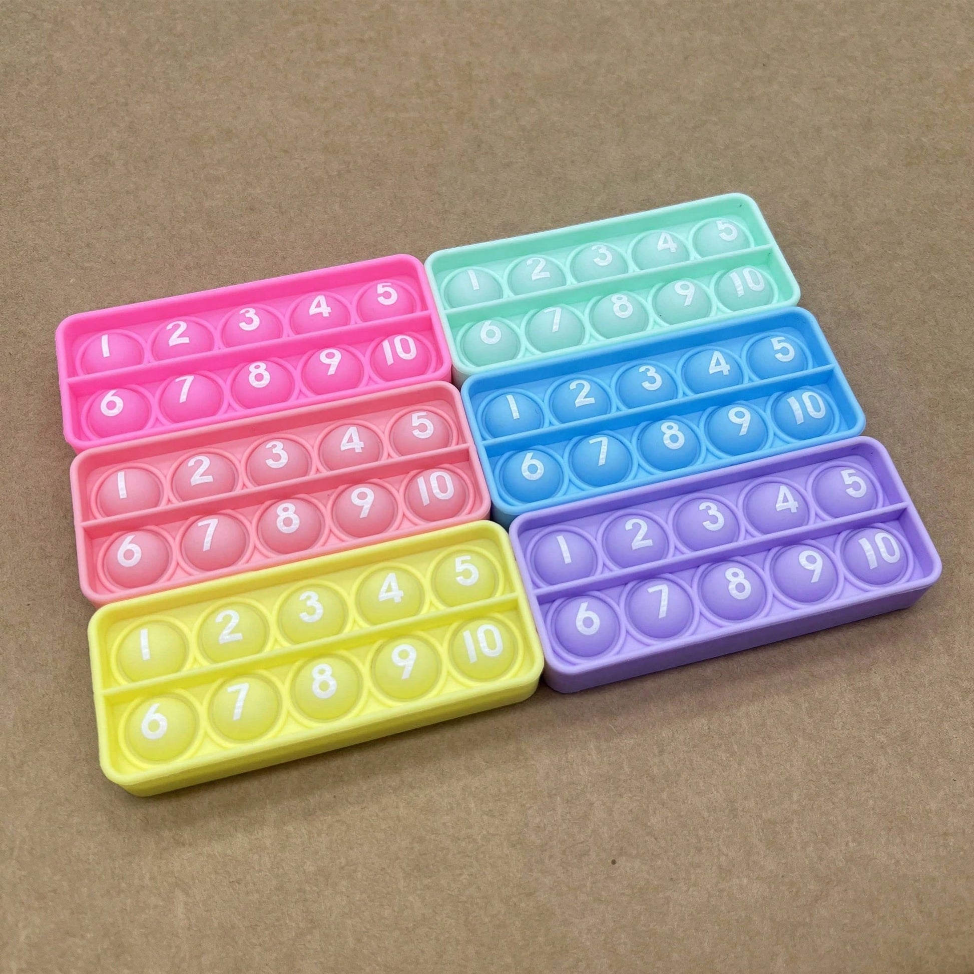 6pcs/Pack 10-Grid Math Game, Numeric Counting Learning Toy, Sensory Bubble Squeeze Stress Relief Toy, Children Classroom Supplies, Educational Stationery