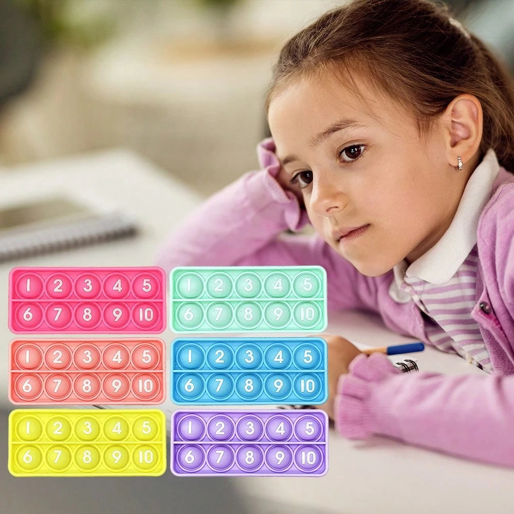 6pcs/Pack 10-Grid Math Game, Numeric Counting Learning Toy, Sensory Bubble Squeeze Stress Relief Toy, Children Classroom Supplies, Educational Stationery