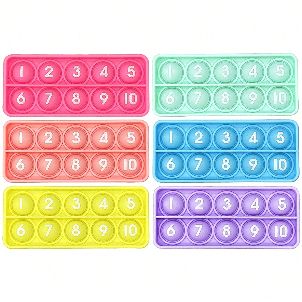 6pcs/Pack 10-Grid Math Game, Numeric Counting Learning Toy, Sensory Bubble Squeeze Stress Relief Toy, Children Classroom Supplies, Educational Stationery