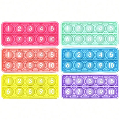 6pcs/Pack 10-Grid Math Game, Numeric Counting Learning Toy, Sensory Bubble Squeeze Stress Relief Toy, Children Classroom Supplies, Educational Stationery