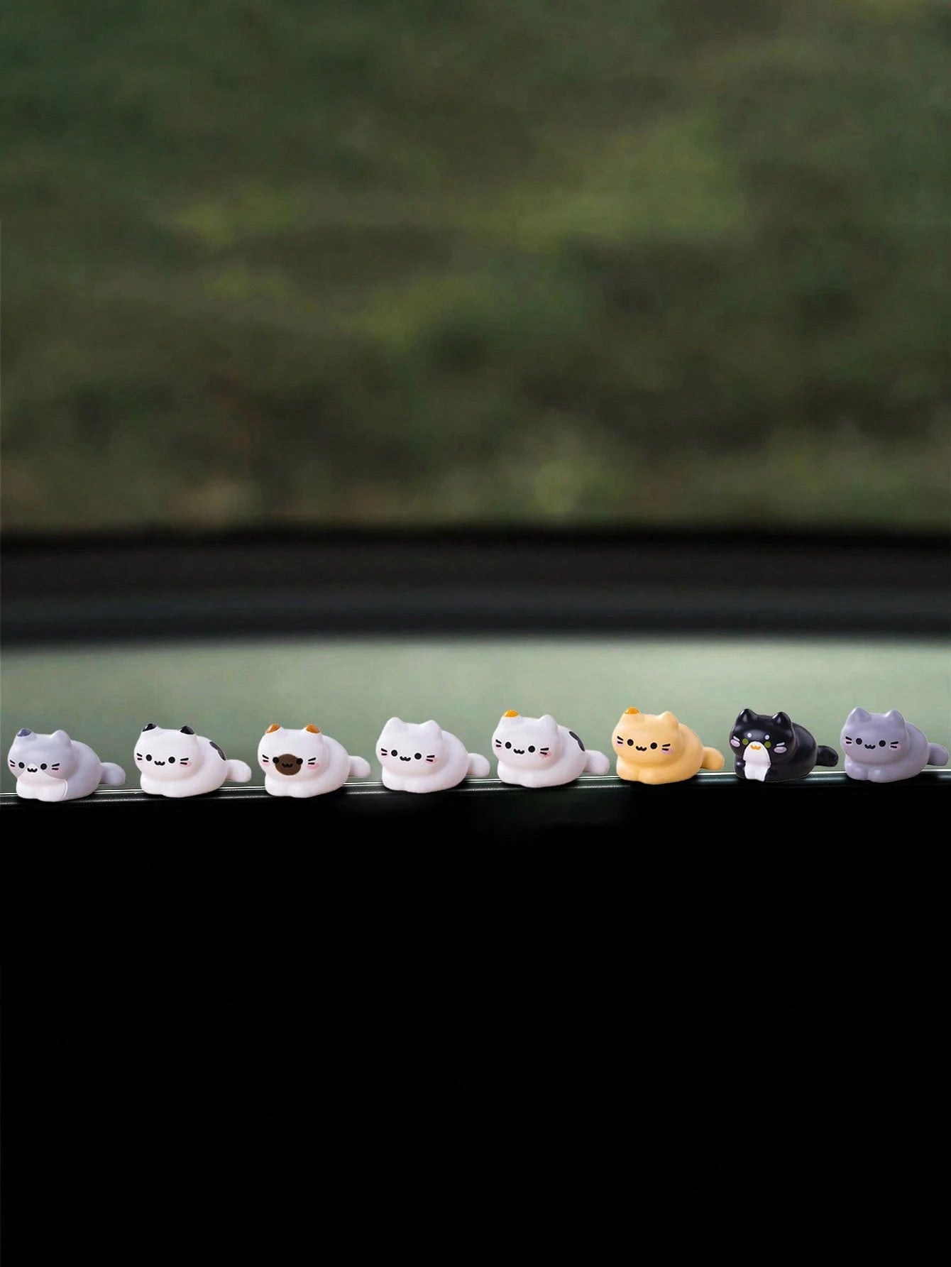 6pcs Random Cute Mini Plush Cat Car Decor, Creative Ornament For Car Dashboard Display, DIY Accessory